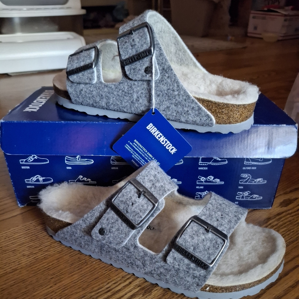 Birkenstock Gray Wool Sandals